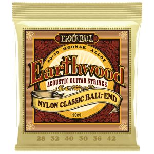 ERNIE BALL EARTHWOOD FOLK NYLON CLASSIC BALL END 80/20 BRONZE 2069